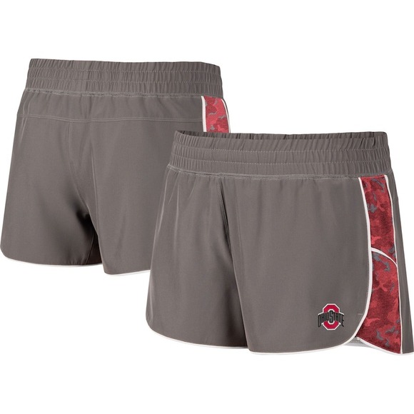 NWT Women's Colosseum Gray/Scarlet Ohio State Buckeyes Pamela Lined Shorts - M - Picture 1 of 8